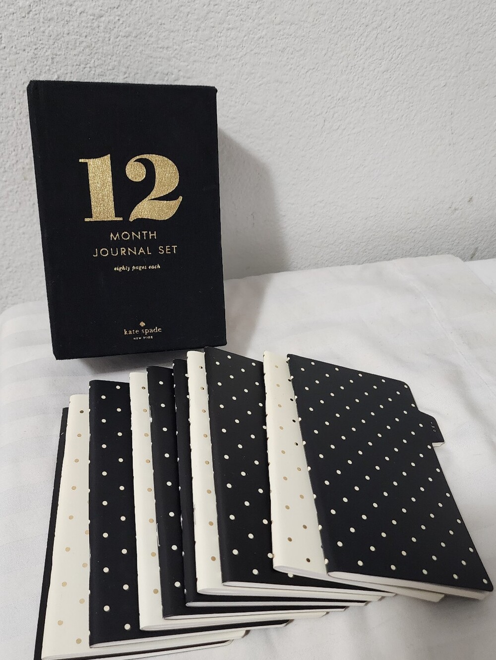 kate spade Black and Gold Polka Dot 12-Month Journal Set